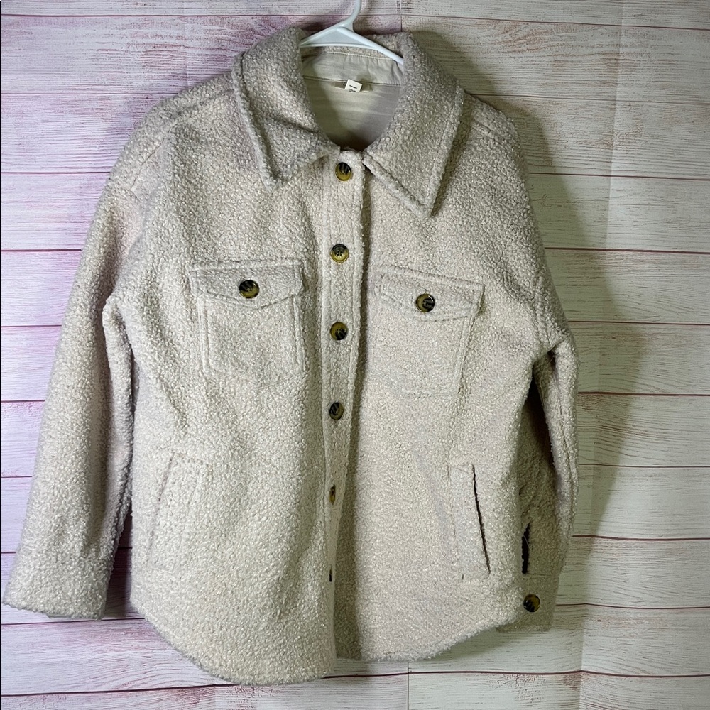 A.N.A. Cream Sherpa Button Pea Coat Size‎ Petite PS